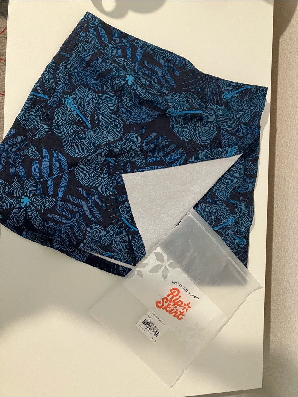 Rip Skirt Blue Tropical Print Skort - Picture 9 of 12
